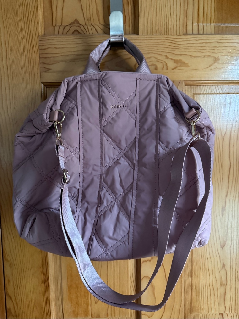 kenzie Quilted Dusty Mauve Convertible Backpack Tote
